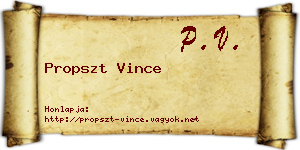 Propszt Vince névjegykártya